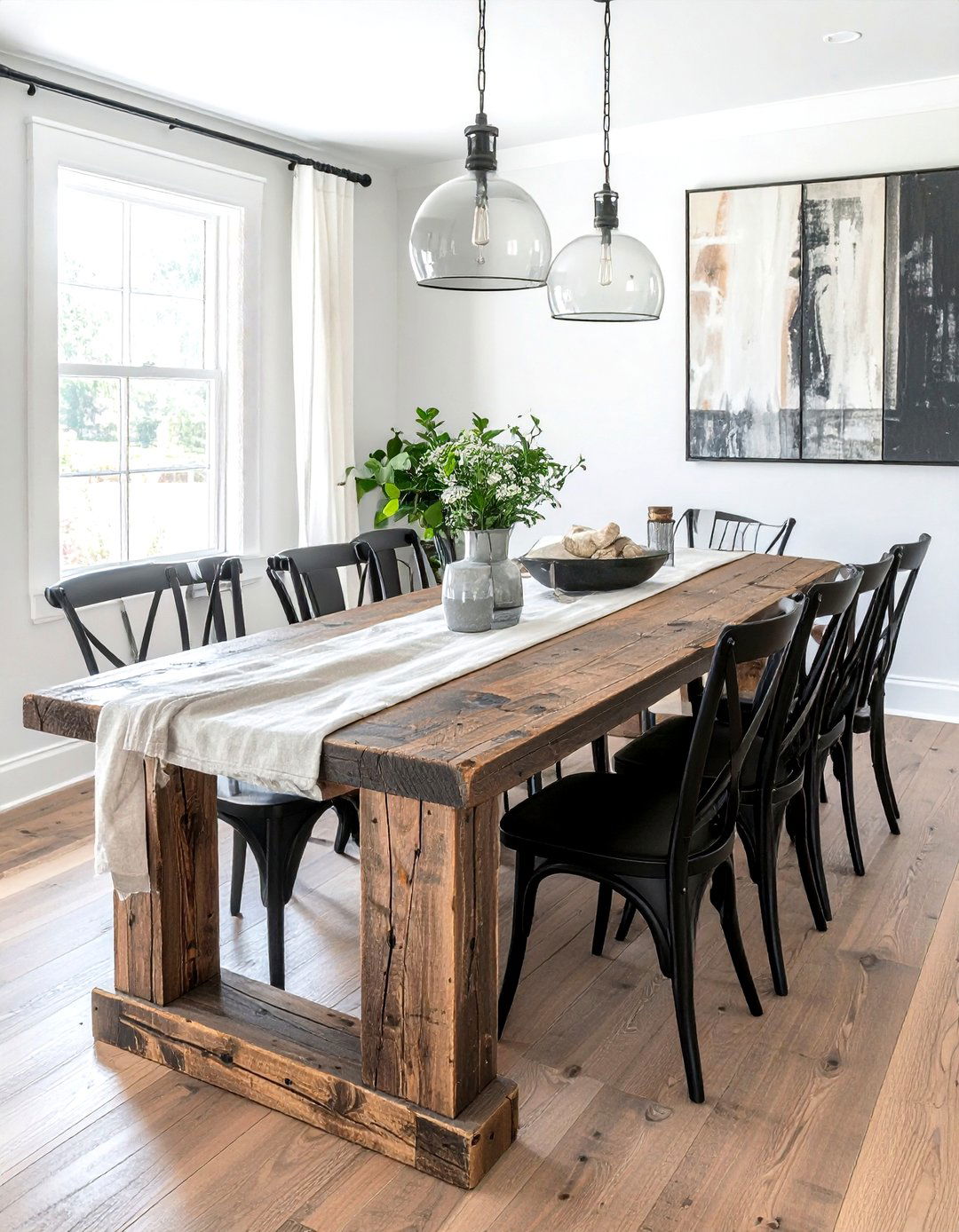 Rustic Wood Dining Table - 30 modern farmhouse dining room ideas