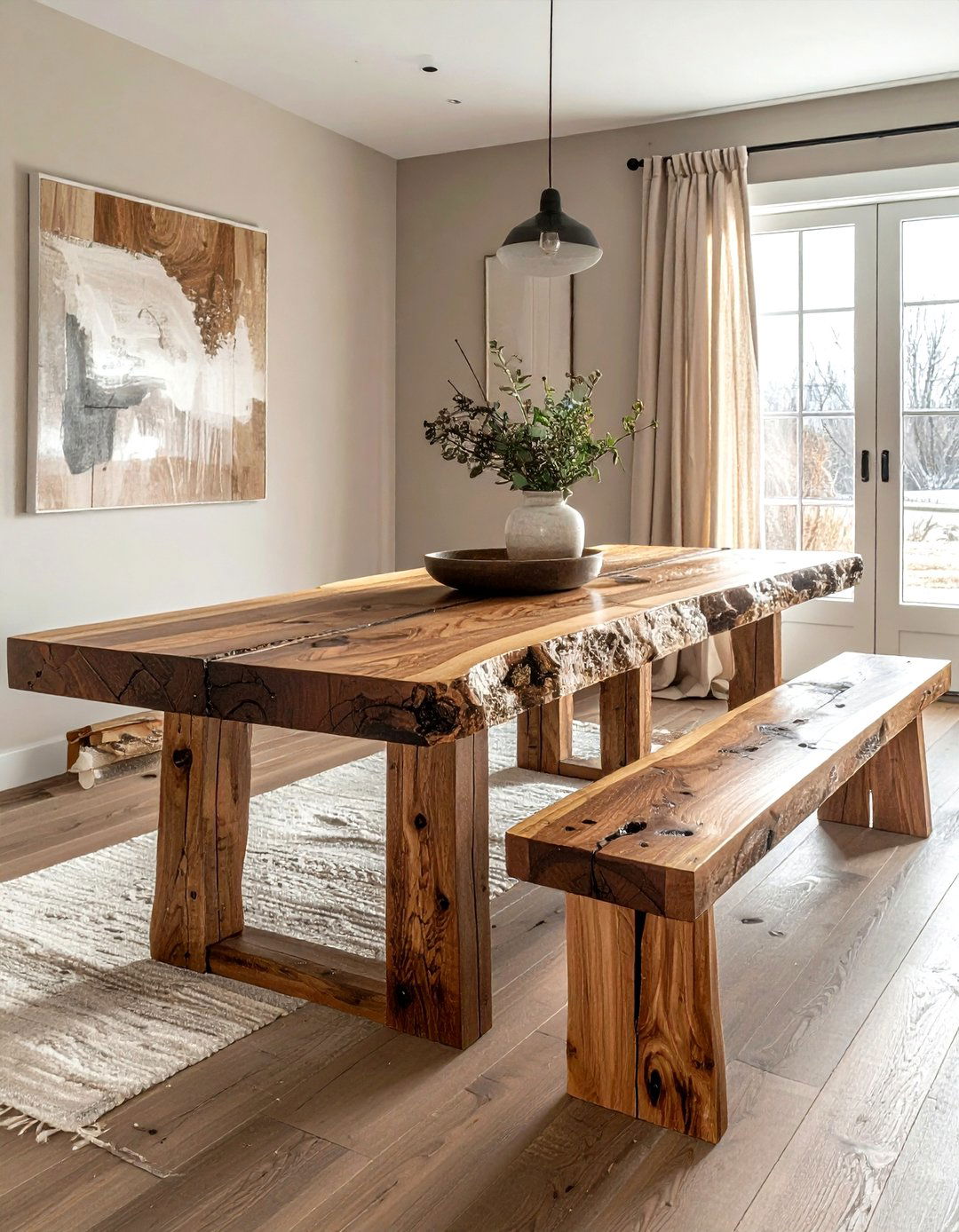 Rustic Wood Dining Table - 30 attainable dining room ideas