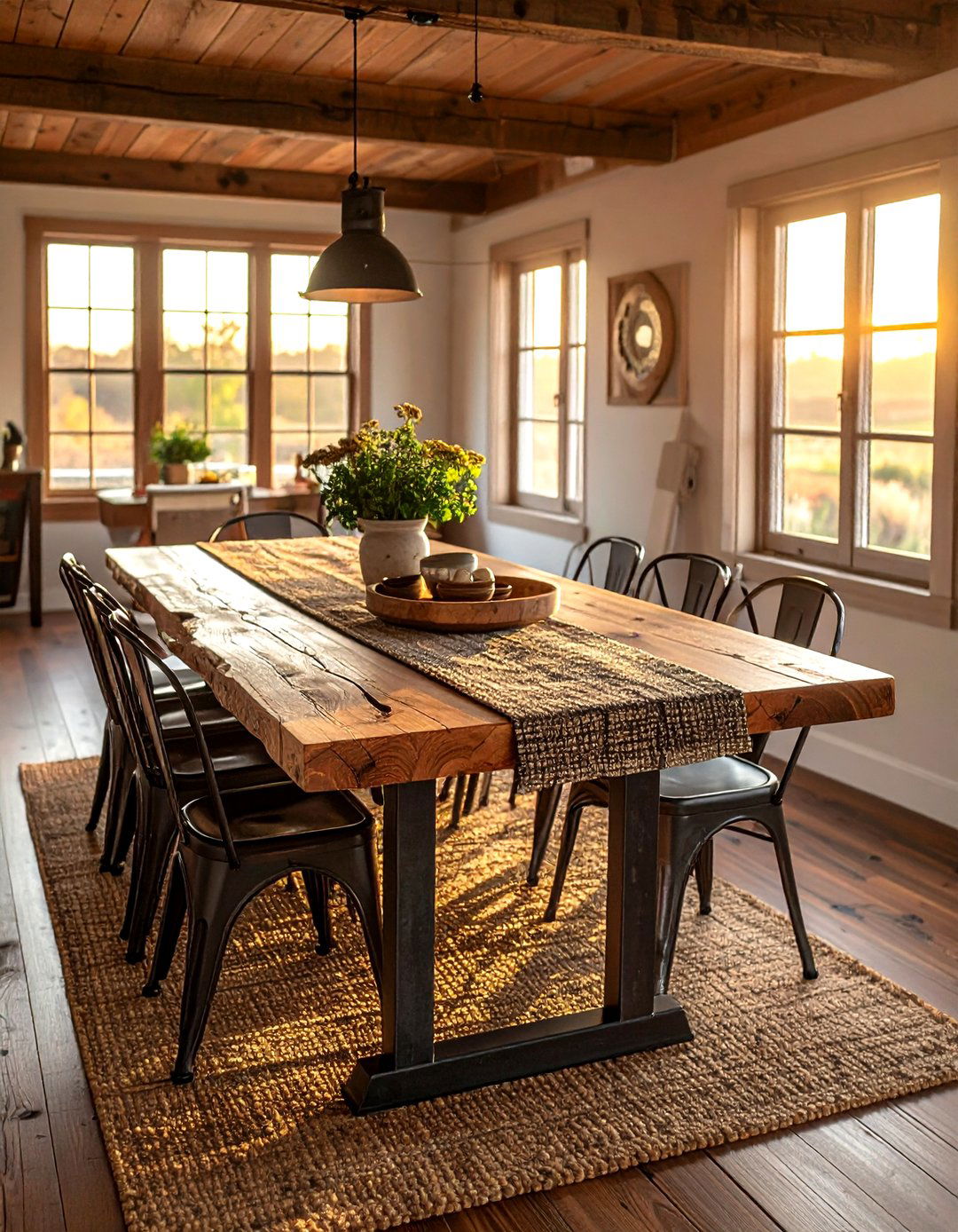 Rustic Wood Dining Table - 30 transformed dining room ideas