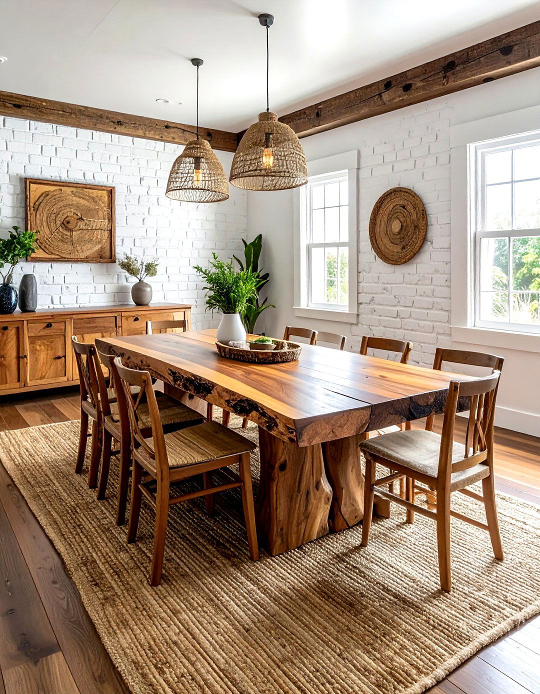 Rustic Wood Dining Table - 30 Brazilian dining room ideas