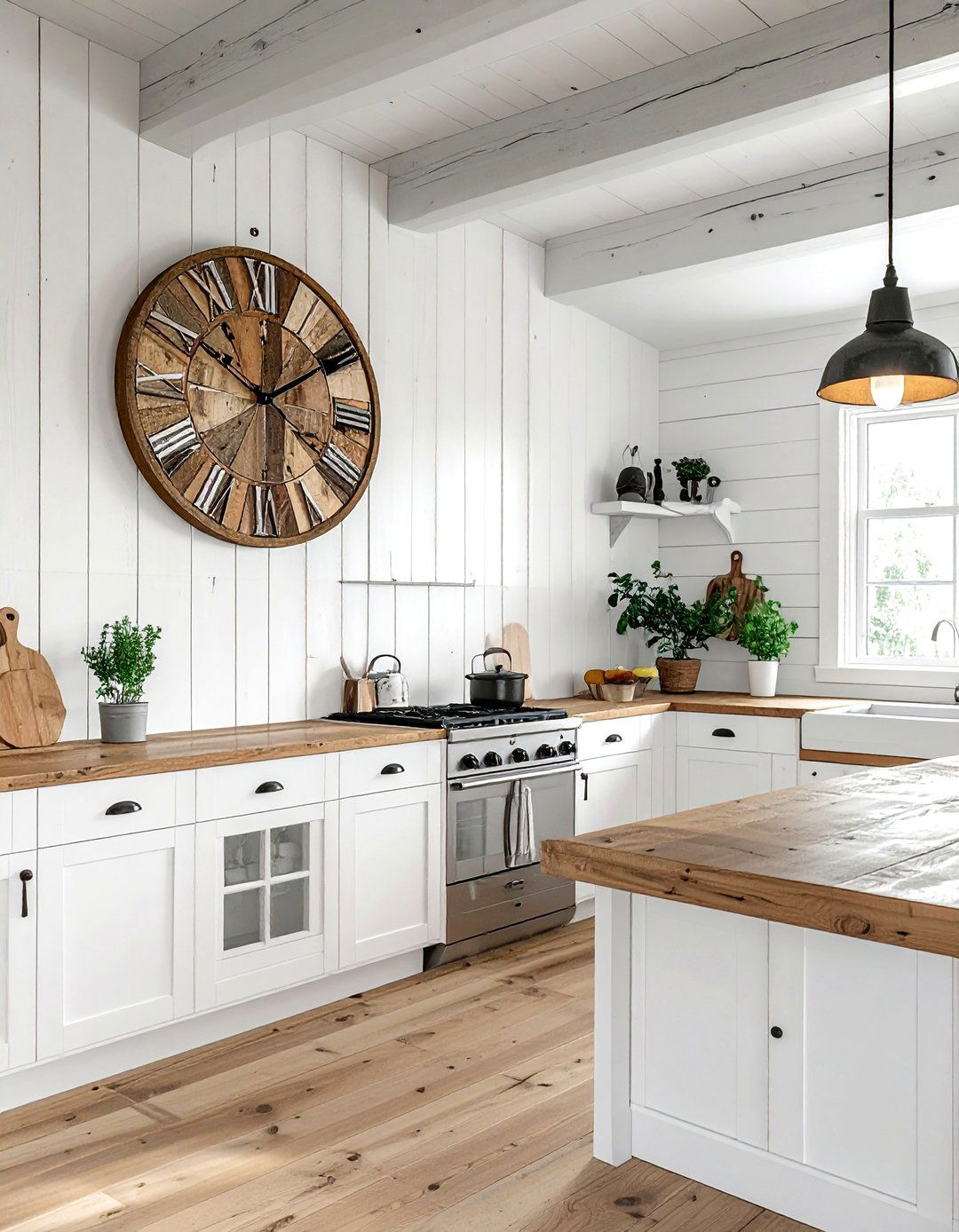 Rustic Wood Farmhouse Clock - 30 oversized clock ideas