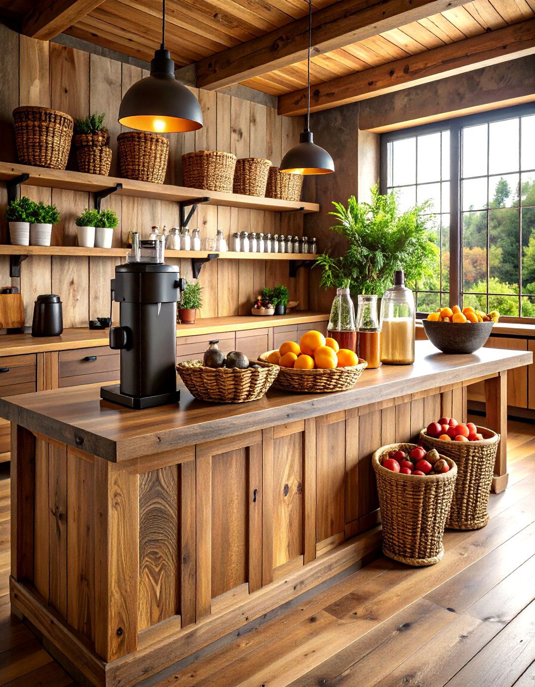 Rustic Wood Juice Station - 30 kitchen juice bar ideas
