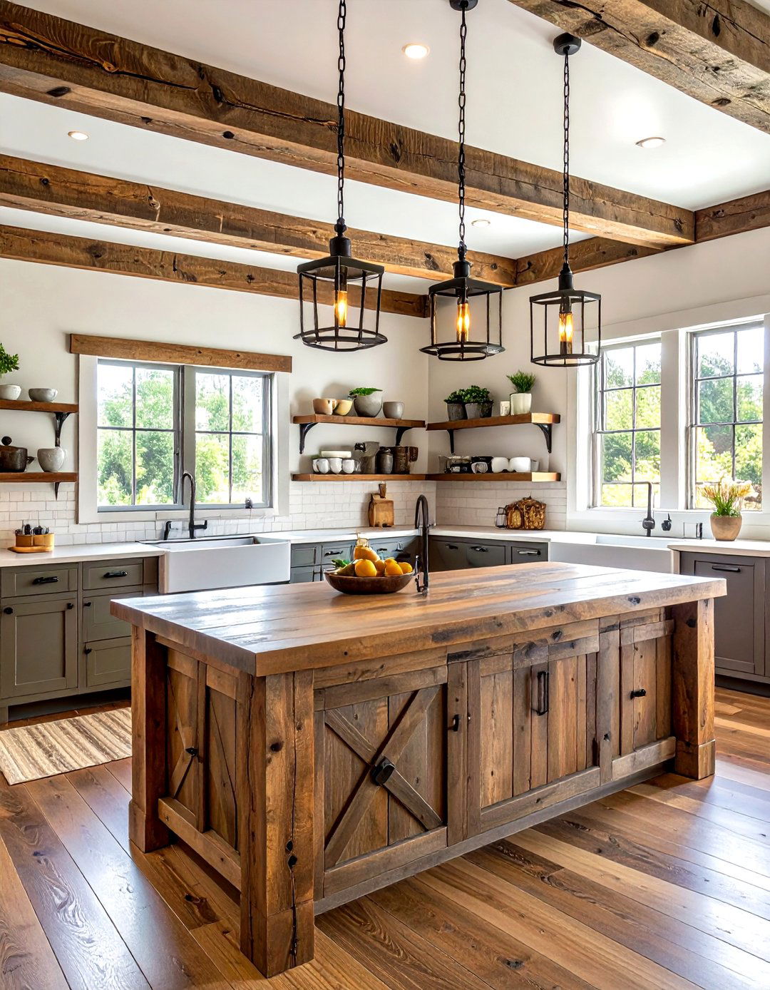 Rustic Wood Kitchen Island - 30 warm wood kitchen ideas