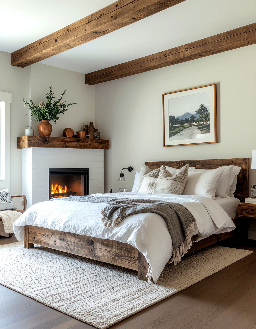 Rustic Wood Mantel Electric Fireplace - 30 bedroom electric fireplace ideas