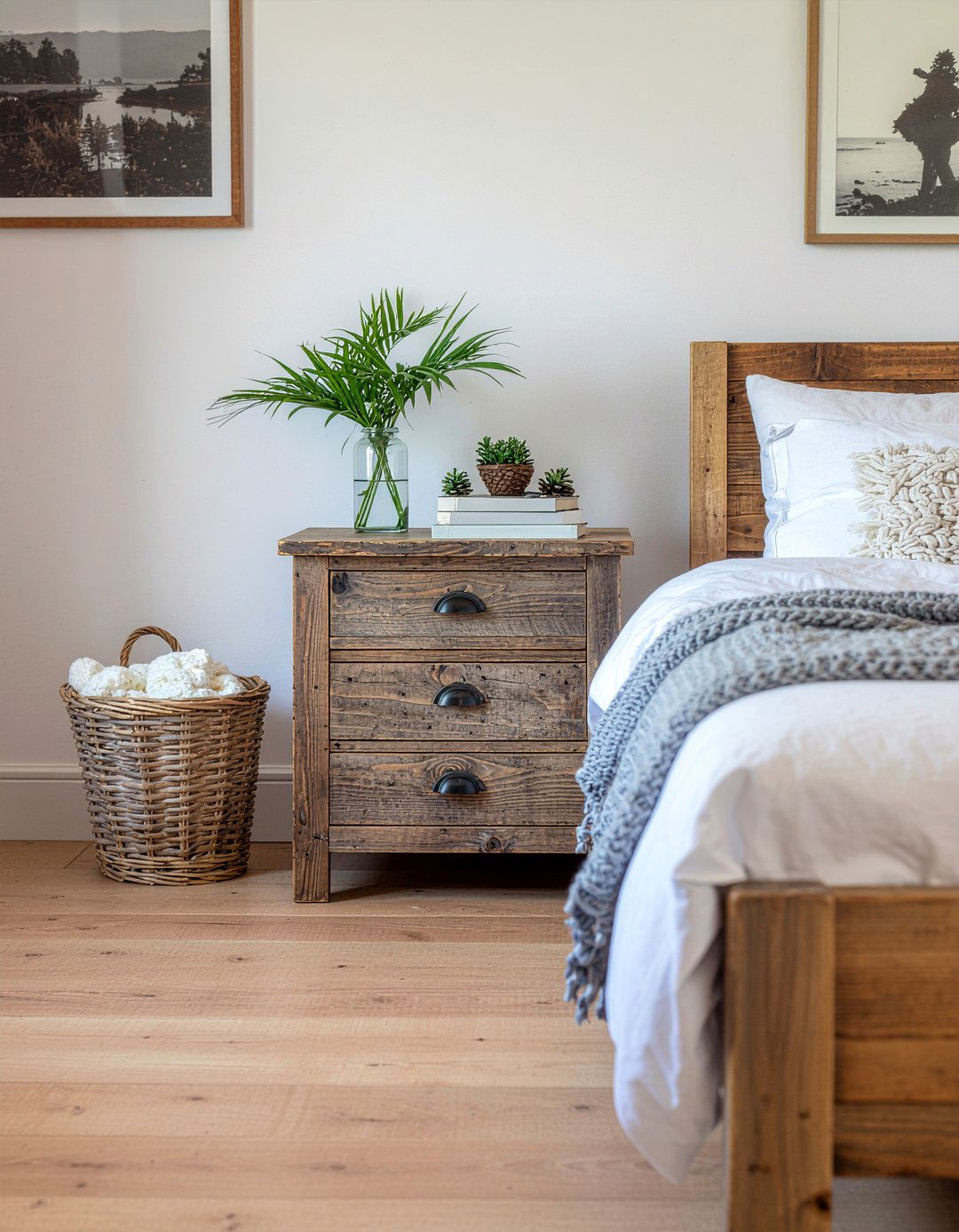 Rustic Wood Nightstand - 30 bedroom vintage nightstands