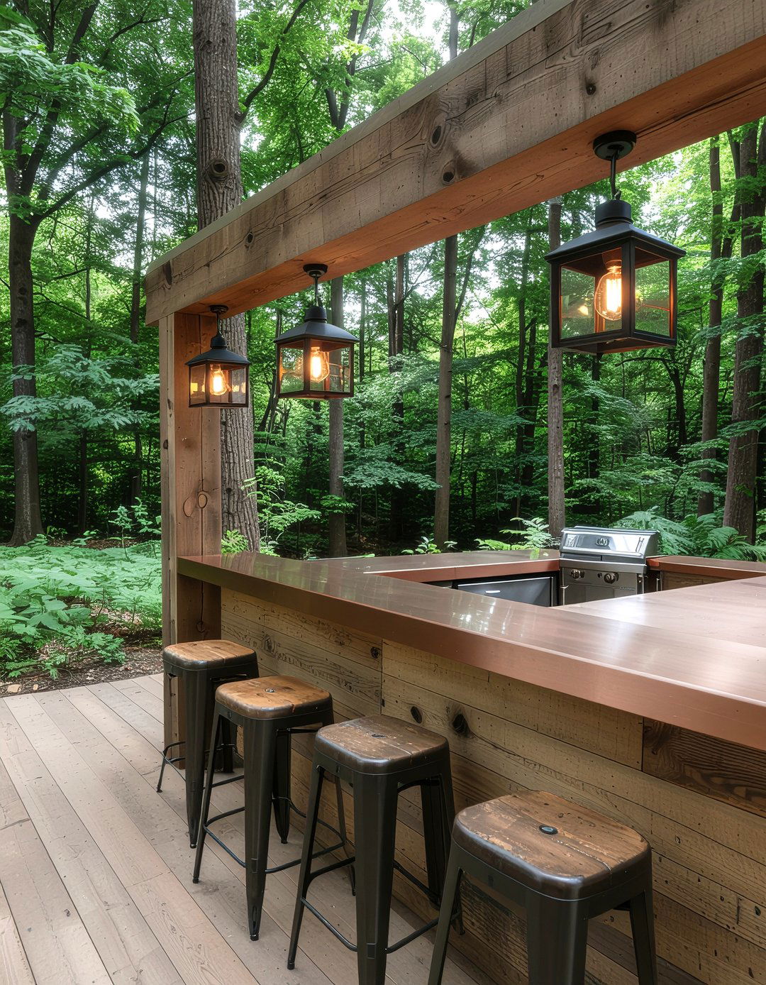 Rustic Wood Outdoor Bar - 30 outdoor kitchen bar ideas