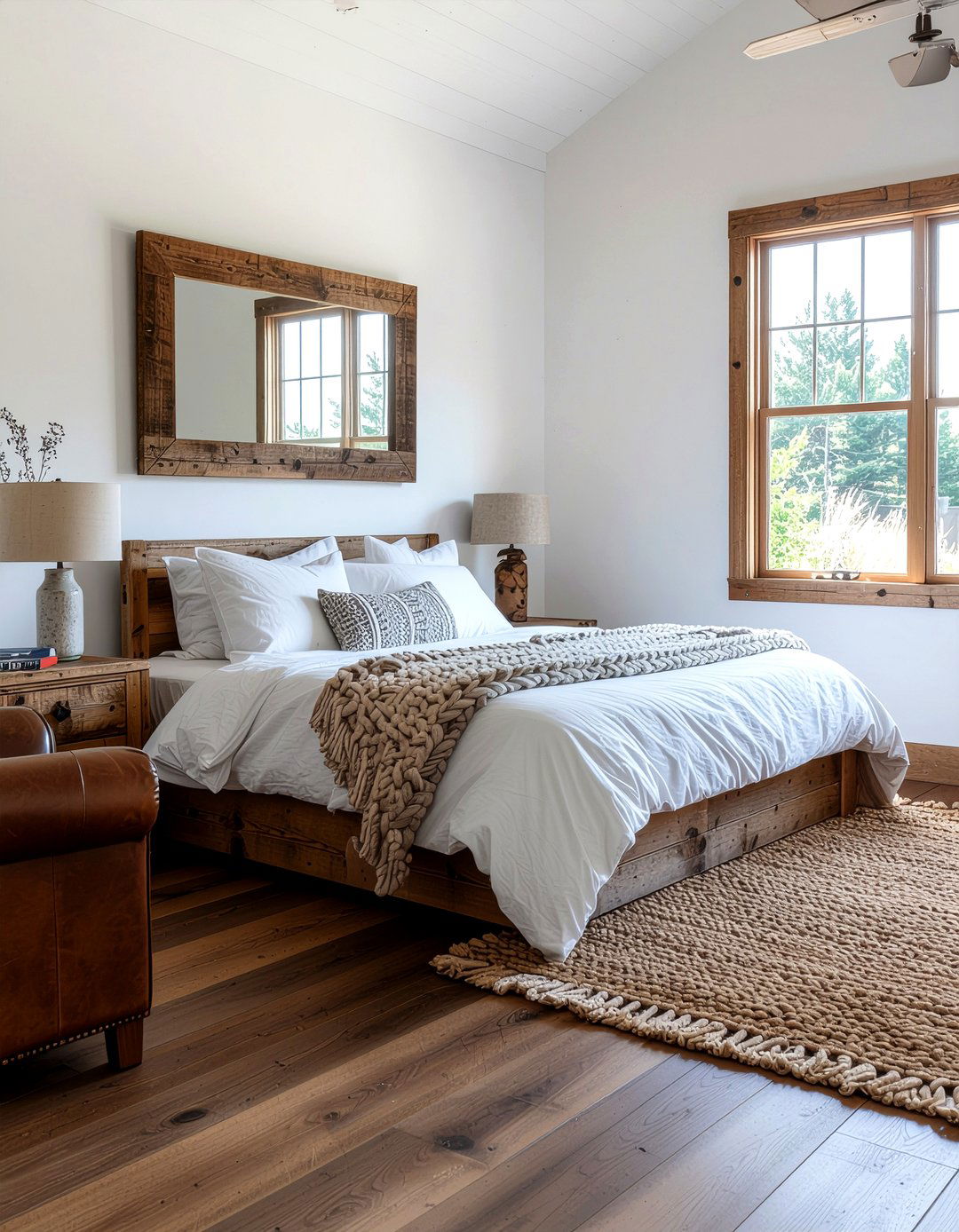 Rustic Wood Oversized Mirror - 30 bedroom leaning mirrors