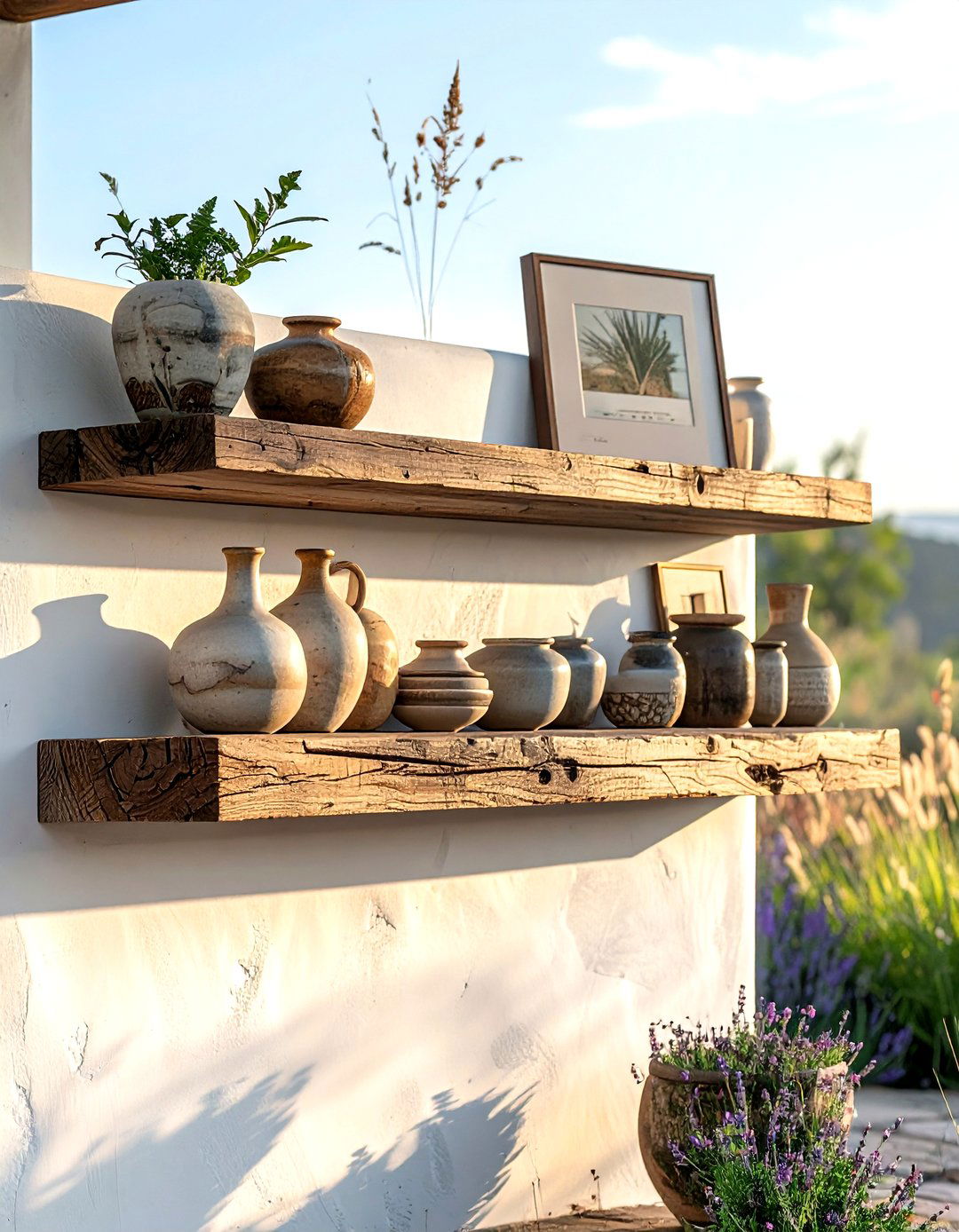 Rustic Wood Picture Ledge - 30 living room ledge shelves