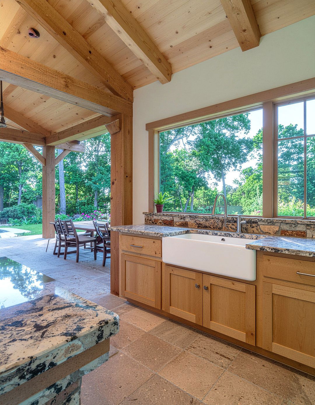 Rustic Wood Pool House Kitchen - 30 pool house kitchen ideas