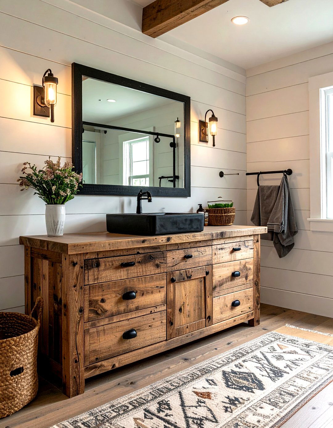 Rustic Wood Vanity - 30 small bathroom vanity ideas