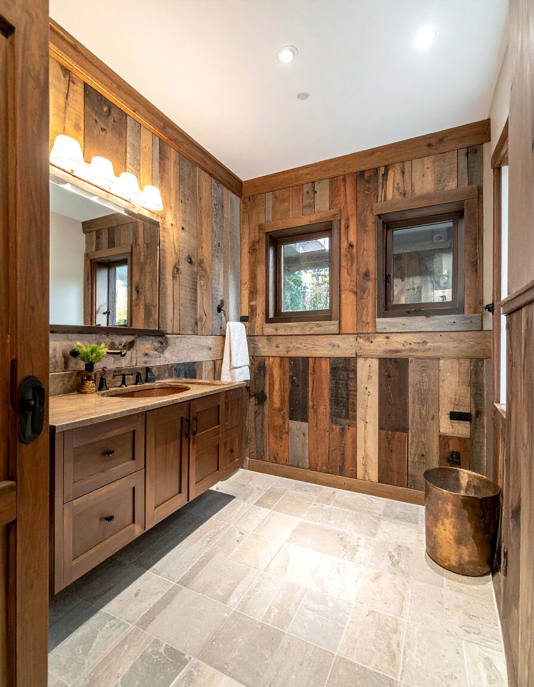 Rustic Wood Wainscoting - 30 bathroom wainscoting ideas