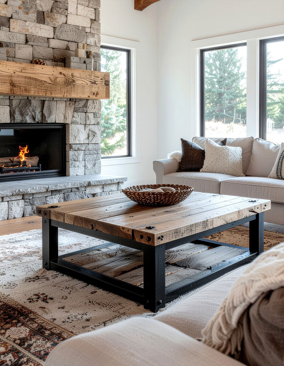 Rustic Wood and Metal Coffee Table - 30 living room metal coffee tables