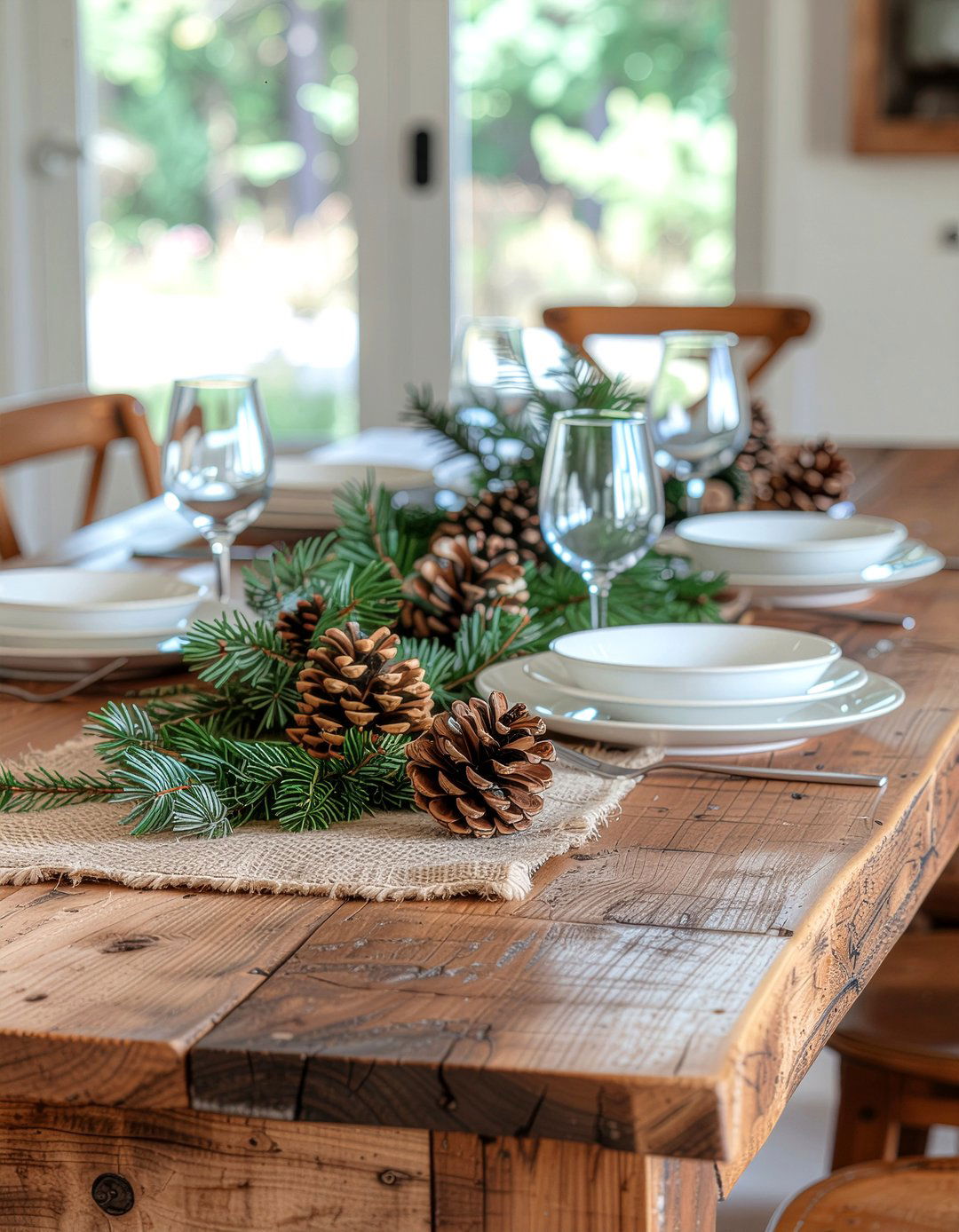 Rustic Wooden Table Settings - 30 festive dining room ideas