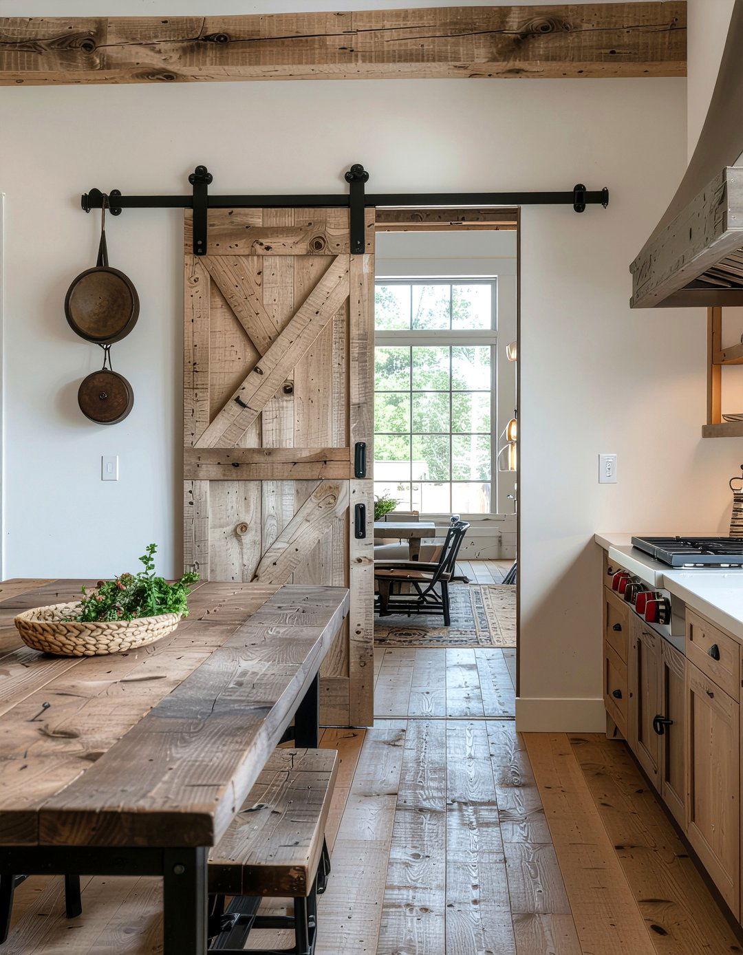 Rustic X Brace Barn Door - 30 kitchen barn door ideas