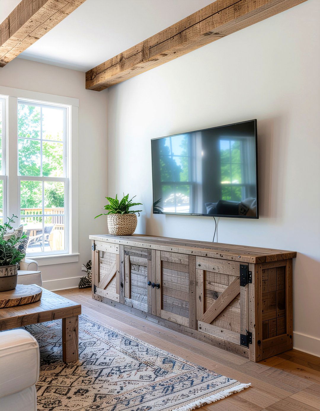 Rustic barn door tv stand - 30 living room tv stand ideas