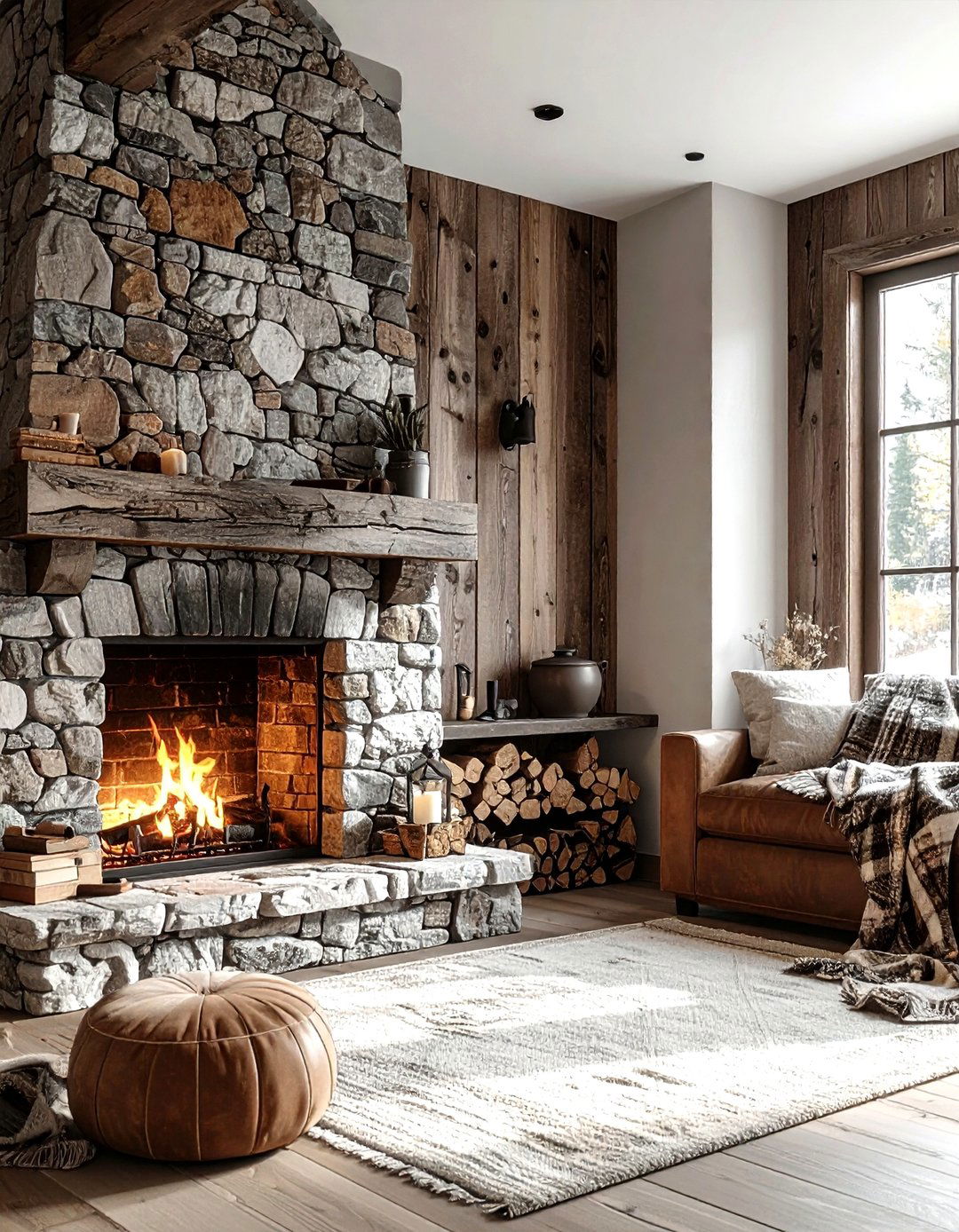 Rustic barn wood wall - 30 living room wood wall ideas
