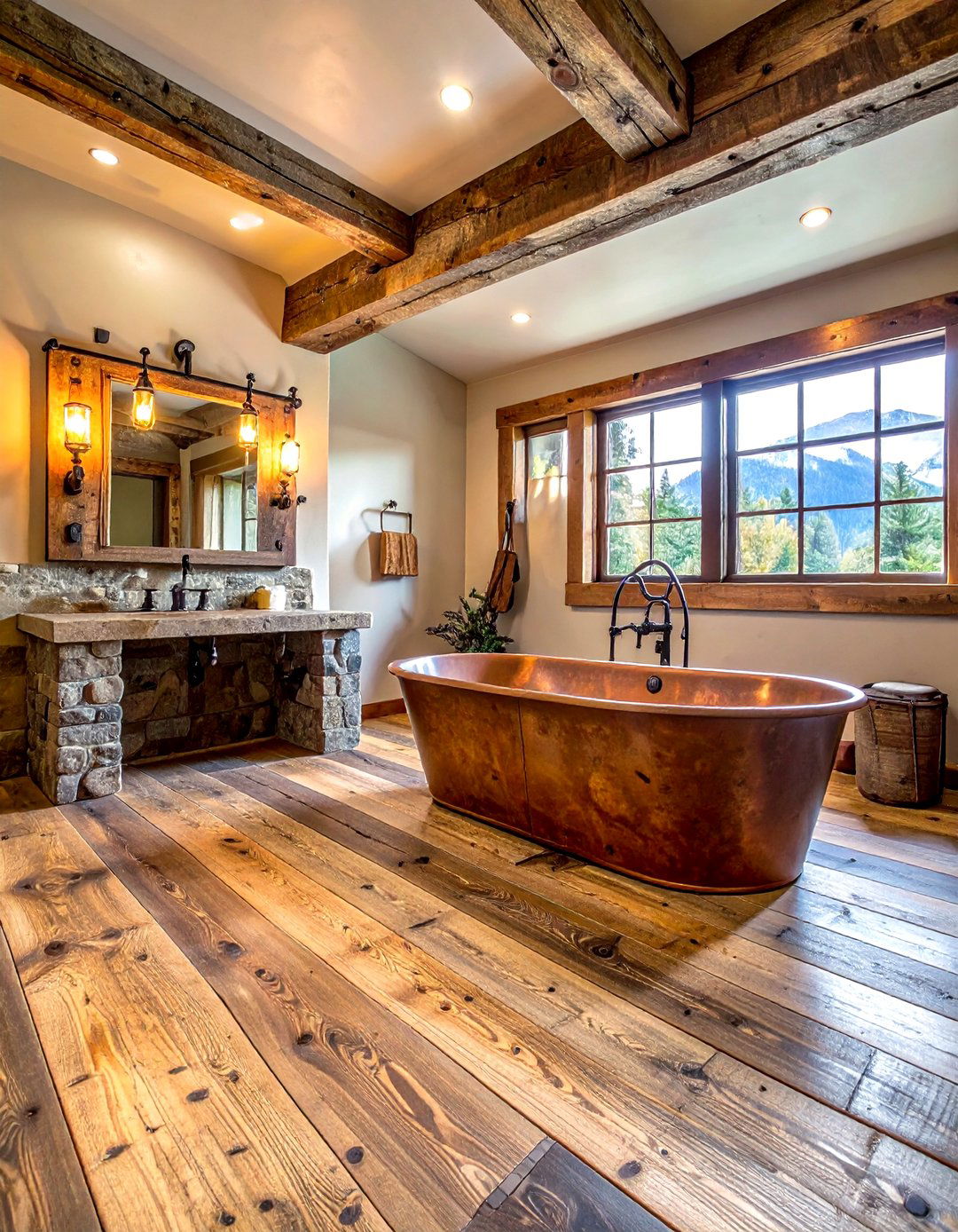 Rustic barn wood - 30 bathroom wood floor ideas