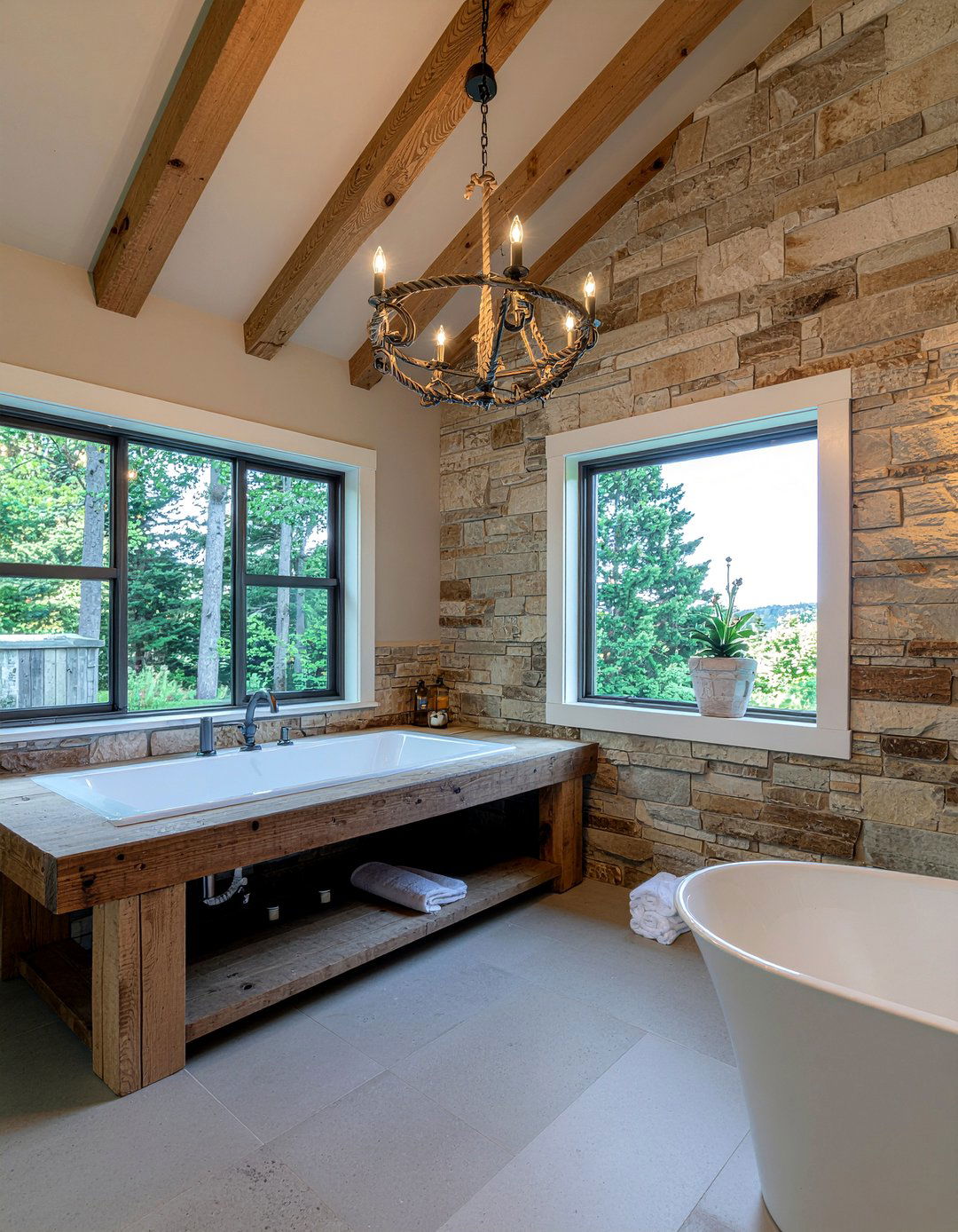 Rustic bathroom chandelier - 30 bathroom chandelier ideas