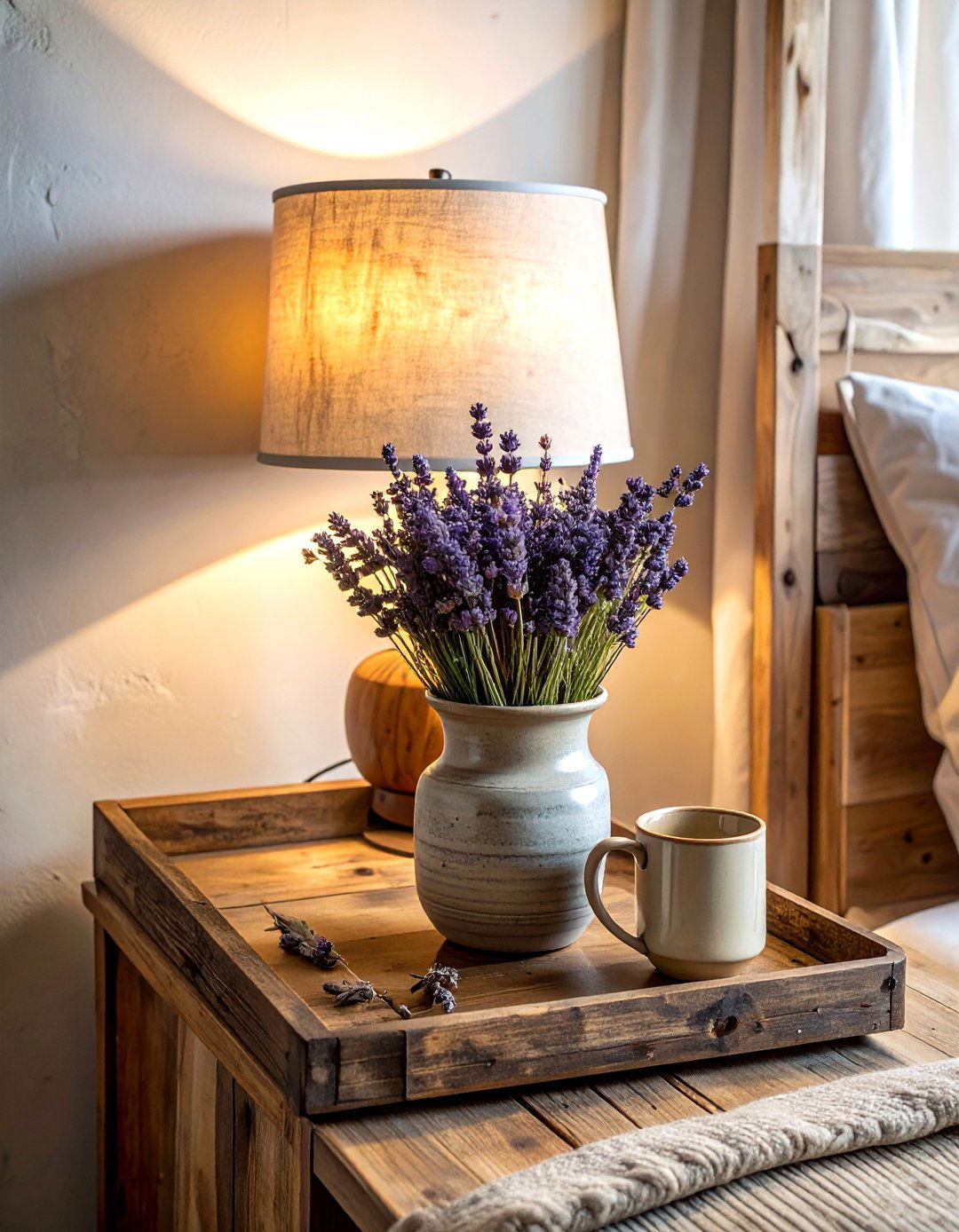 Rustic bedside table decor - 30 nightstand vignette ideas