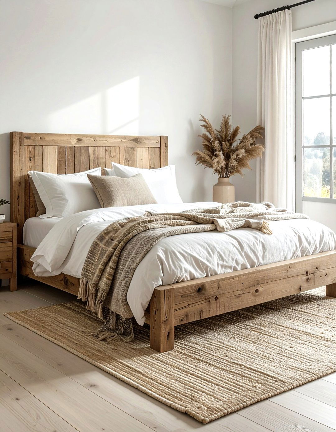 Rustic beige wood bed frame - 30 beige bedroom furniture ideas