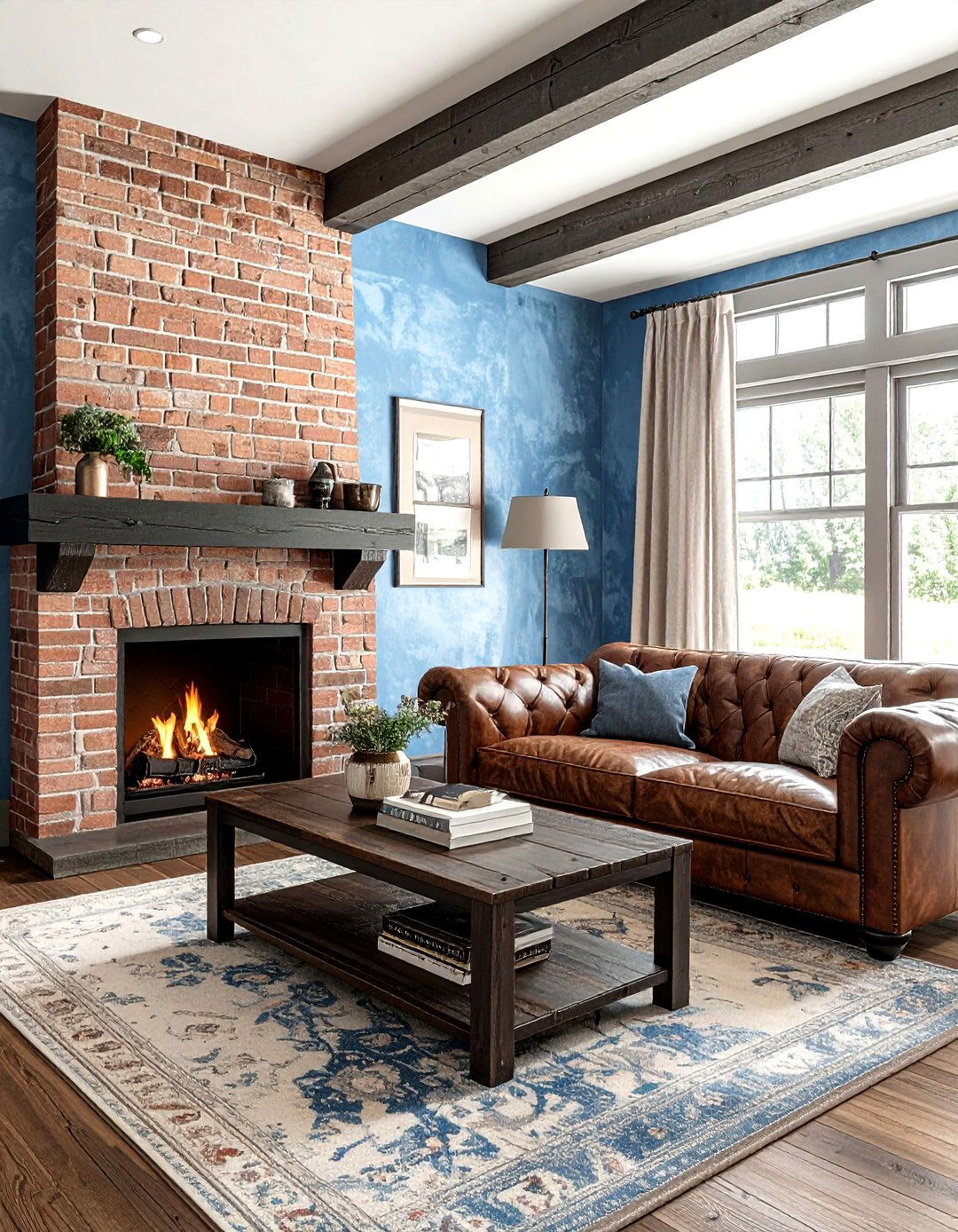 Rustic blue farmhouse living room - 30 farmhouse blue living room ideas