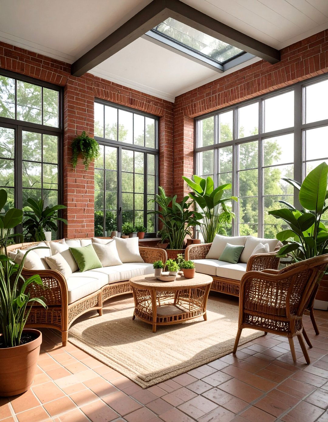 Rustic brick sunroom wall - 30 brick accent ideas
