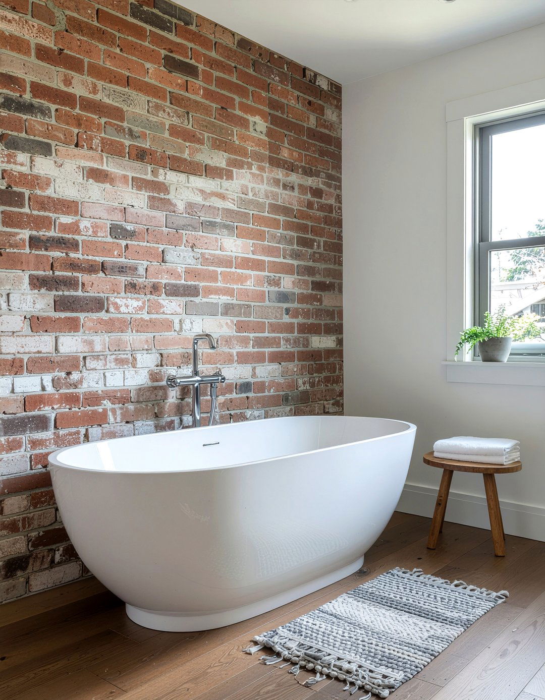 Rustic brick wall - 30 French country bathroom ideas