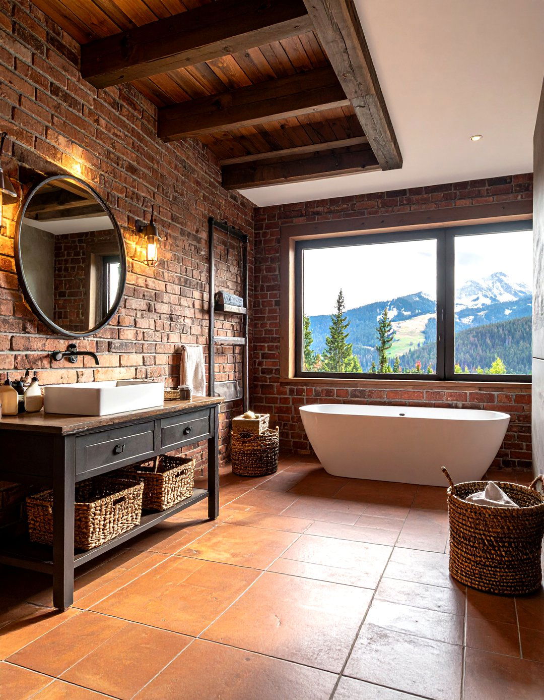 Rustic brick - 30 brick bathroom ideas