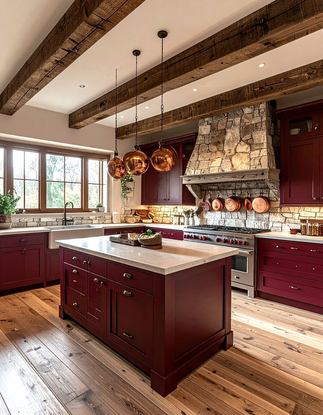 Rustic burgundy kitchen - 30 burgundy kitchen ideas