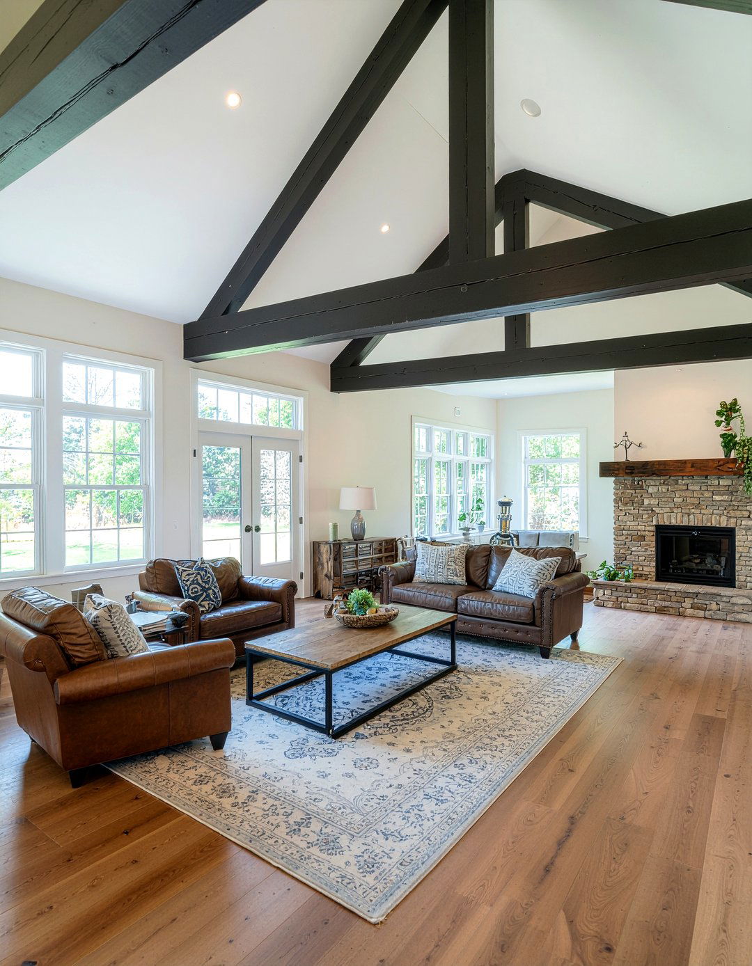 Rustic ceiling beams living room - 30 cottage core living room ideas