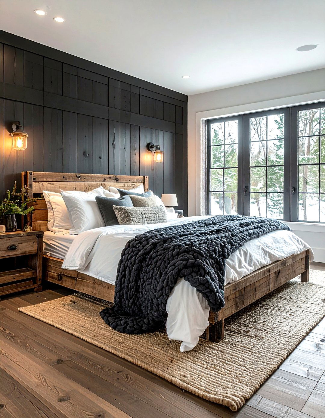 Rustic charcoal bedroom - 30 dark charcoal bedroom ideas