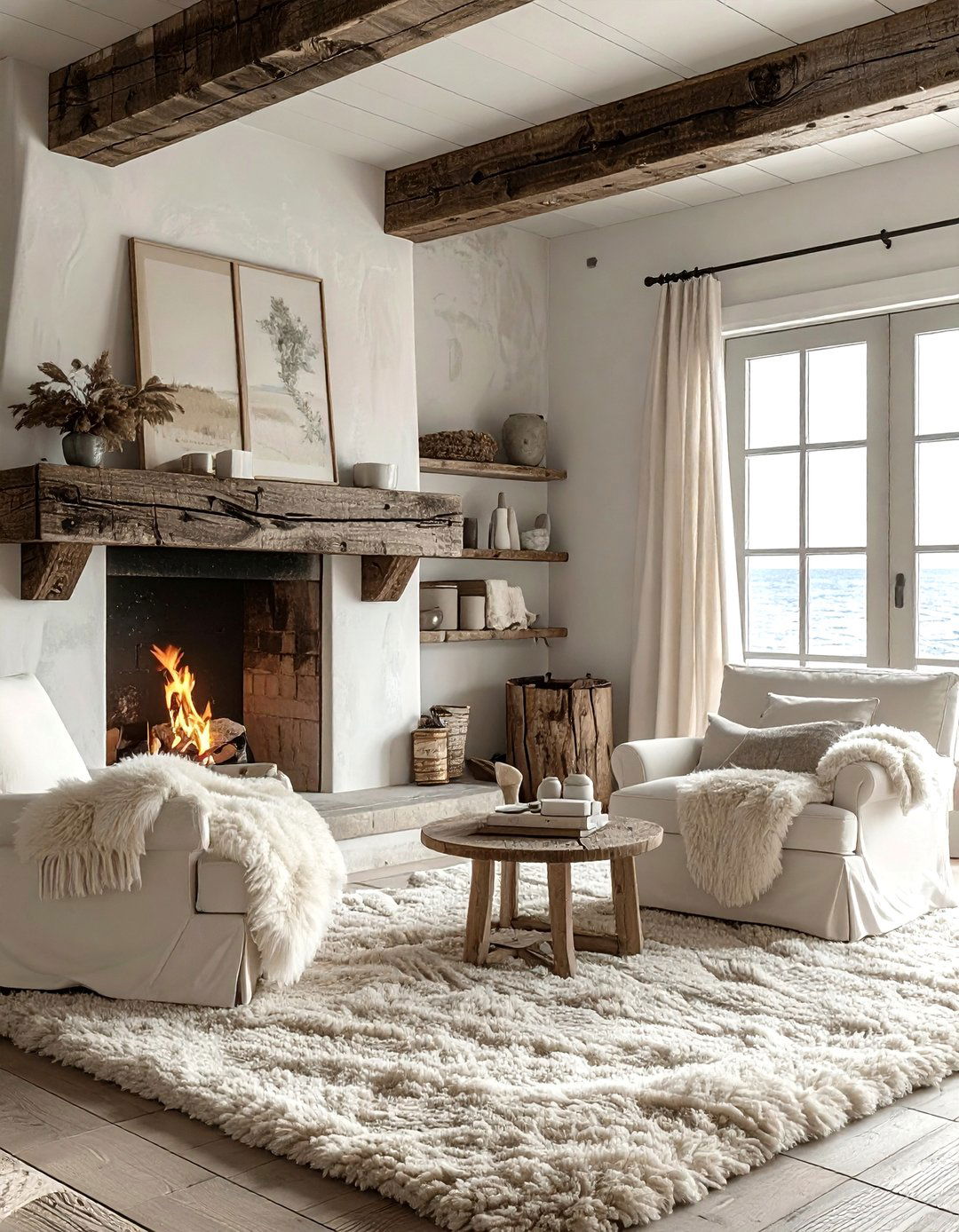 Rustic coastal living room - 30 coastal cream living room ideas