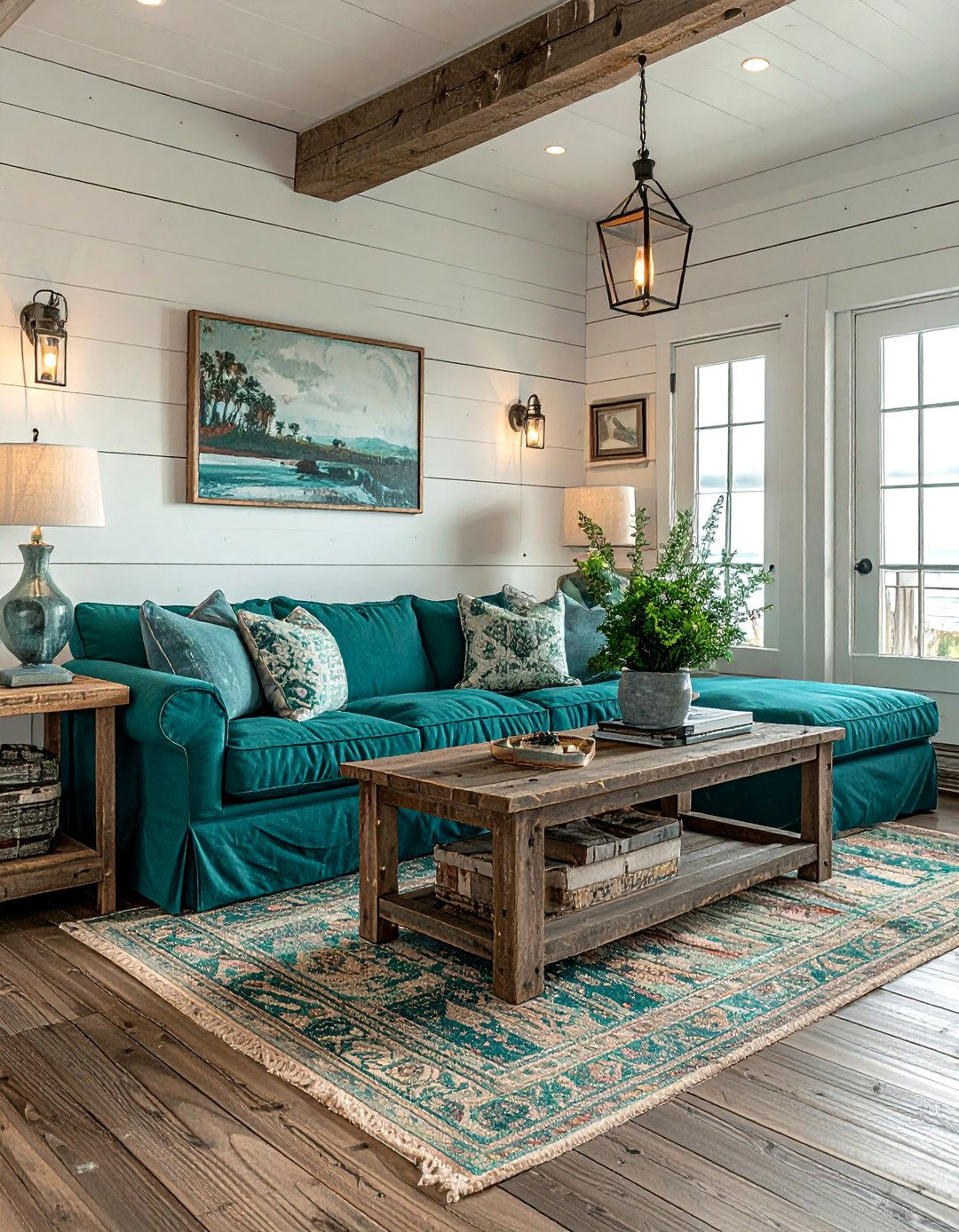 Rustic coastal teal living room - 30 coastal teal living room ideas