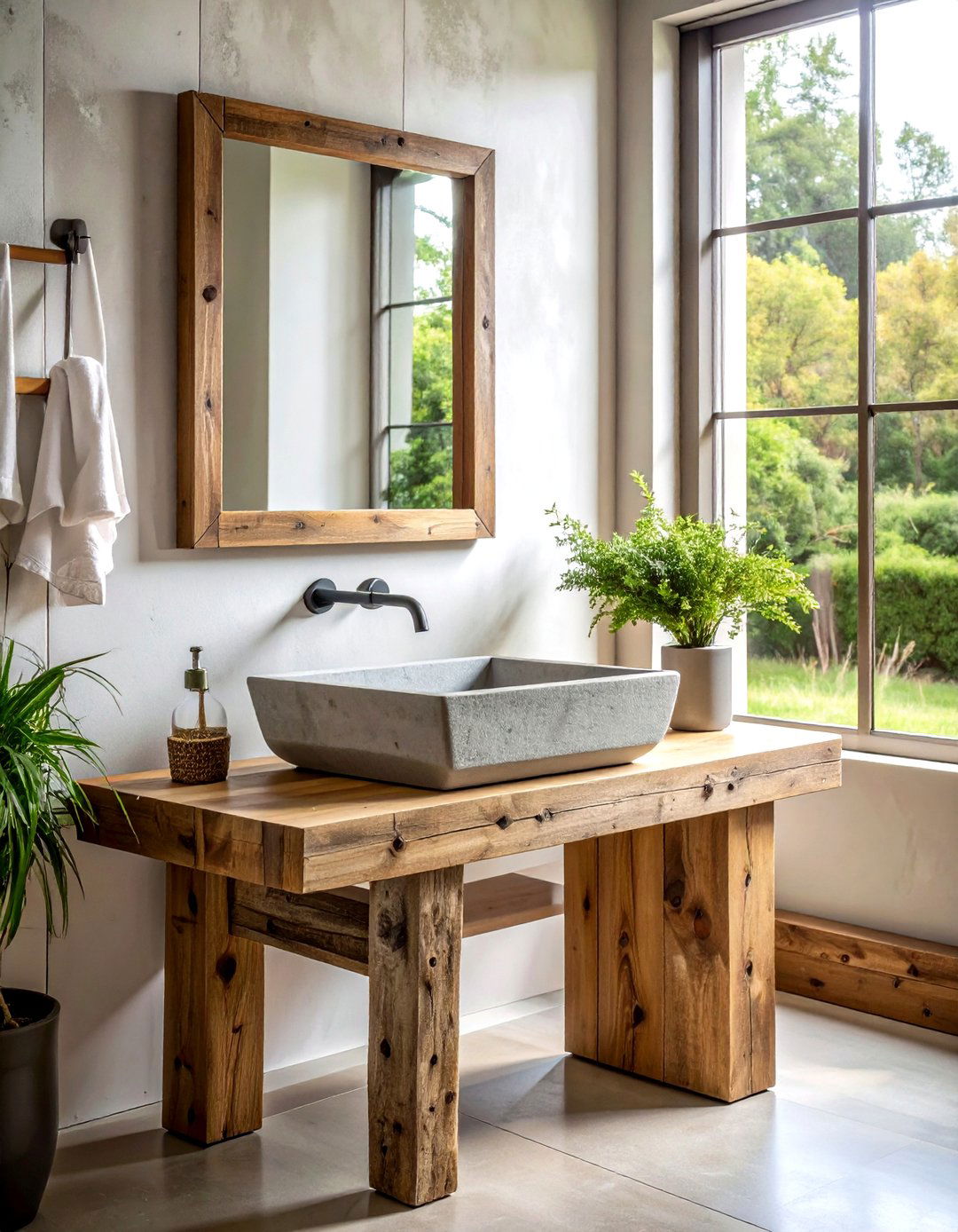 Rustic concrete wash basin - 30 concrete sink ideas