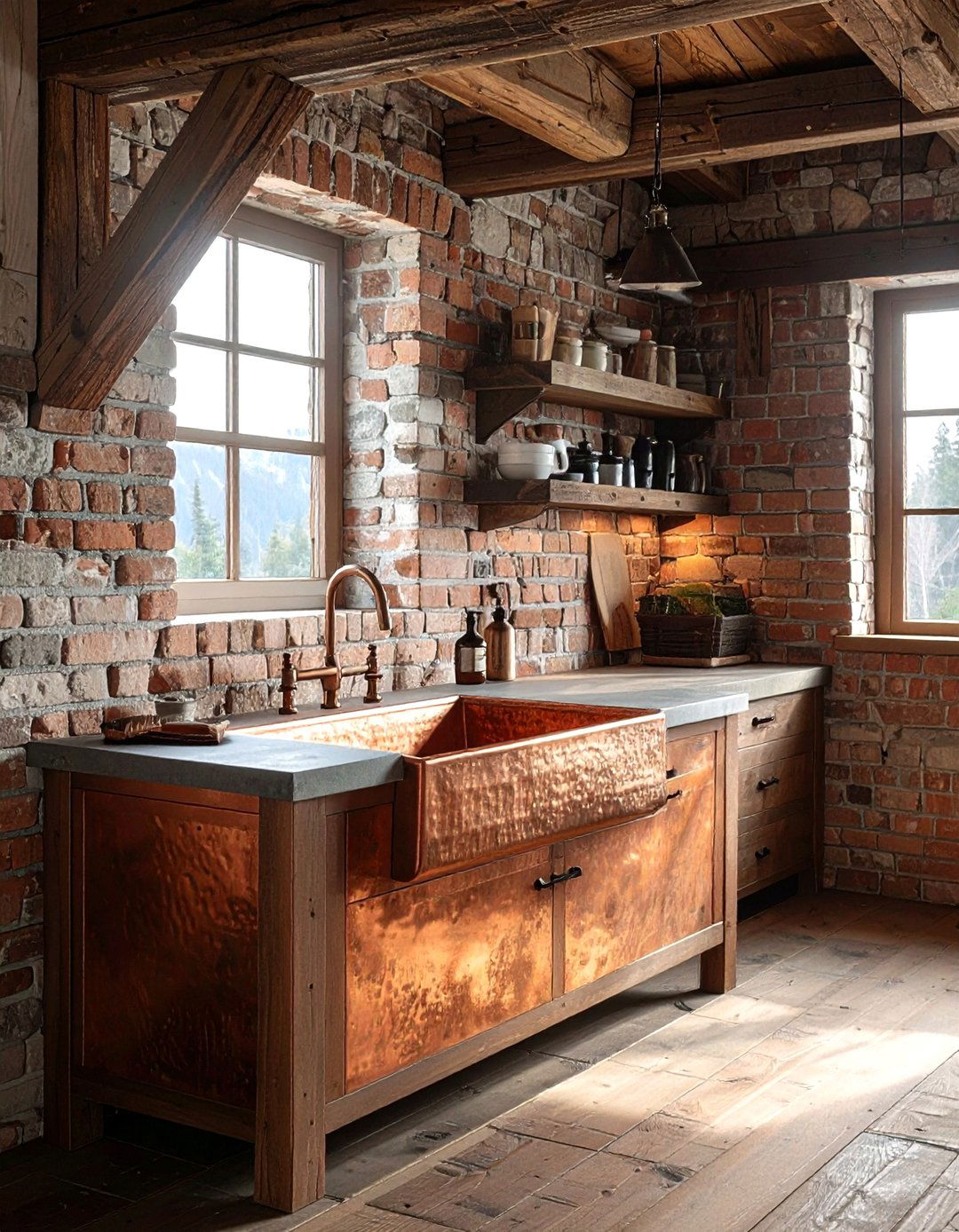 Rustic copper sink - 30 copper sink kitchen ideas
