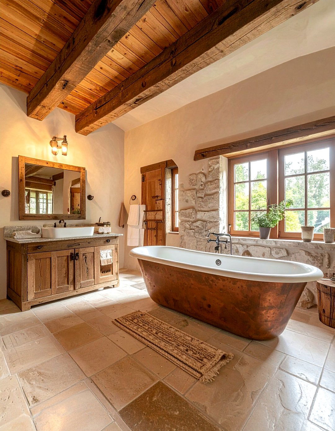 Rustic cream bathroom - 30 cream bathroom ideas