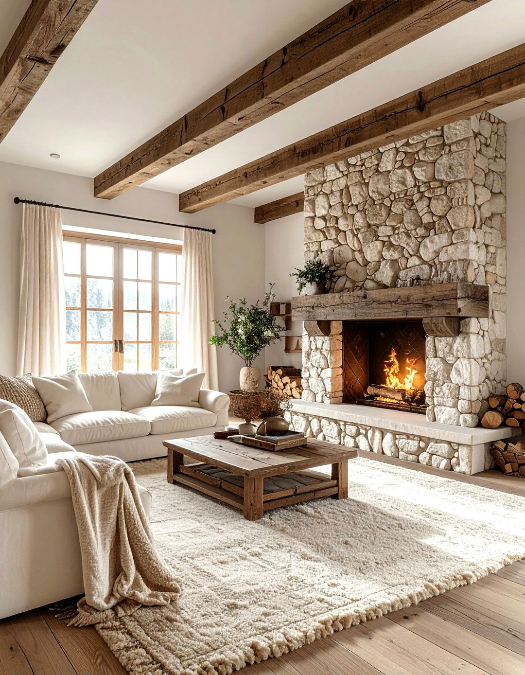 Rustic cream living room - 30 warm cream living room ideas
