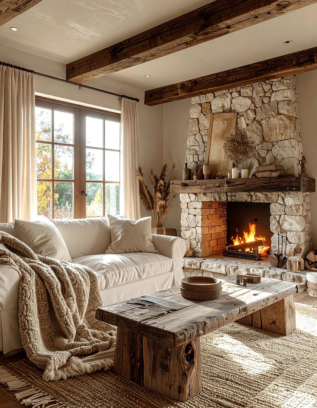 Rustic cream living room aesthetic - 30 cream living room design ideas