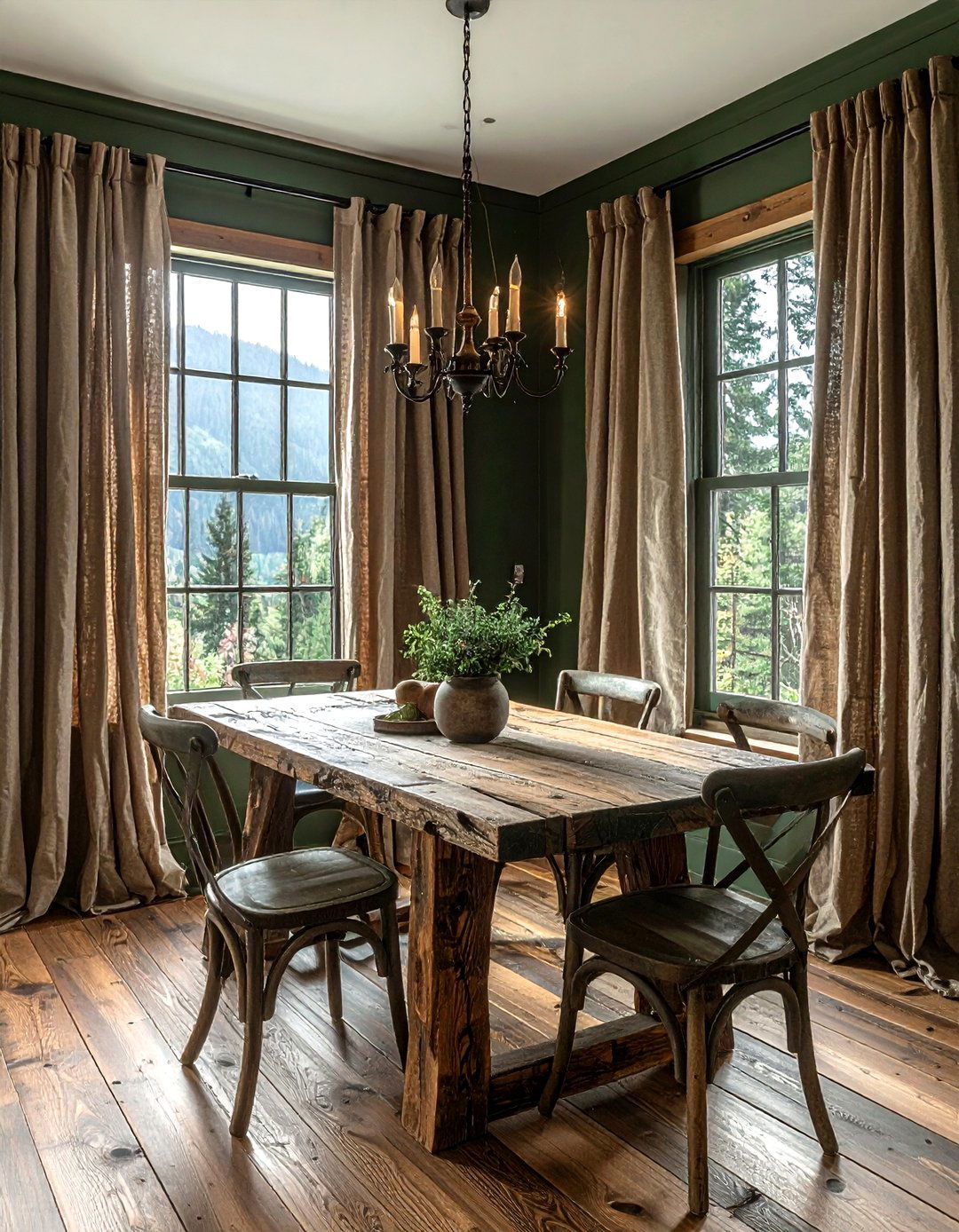 Rustic dining room window curtains - 30 floor length curtain dining room ideas
