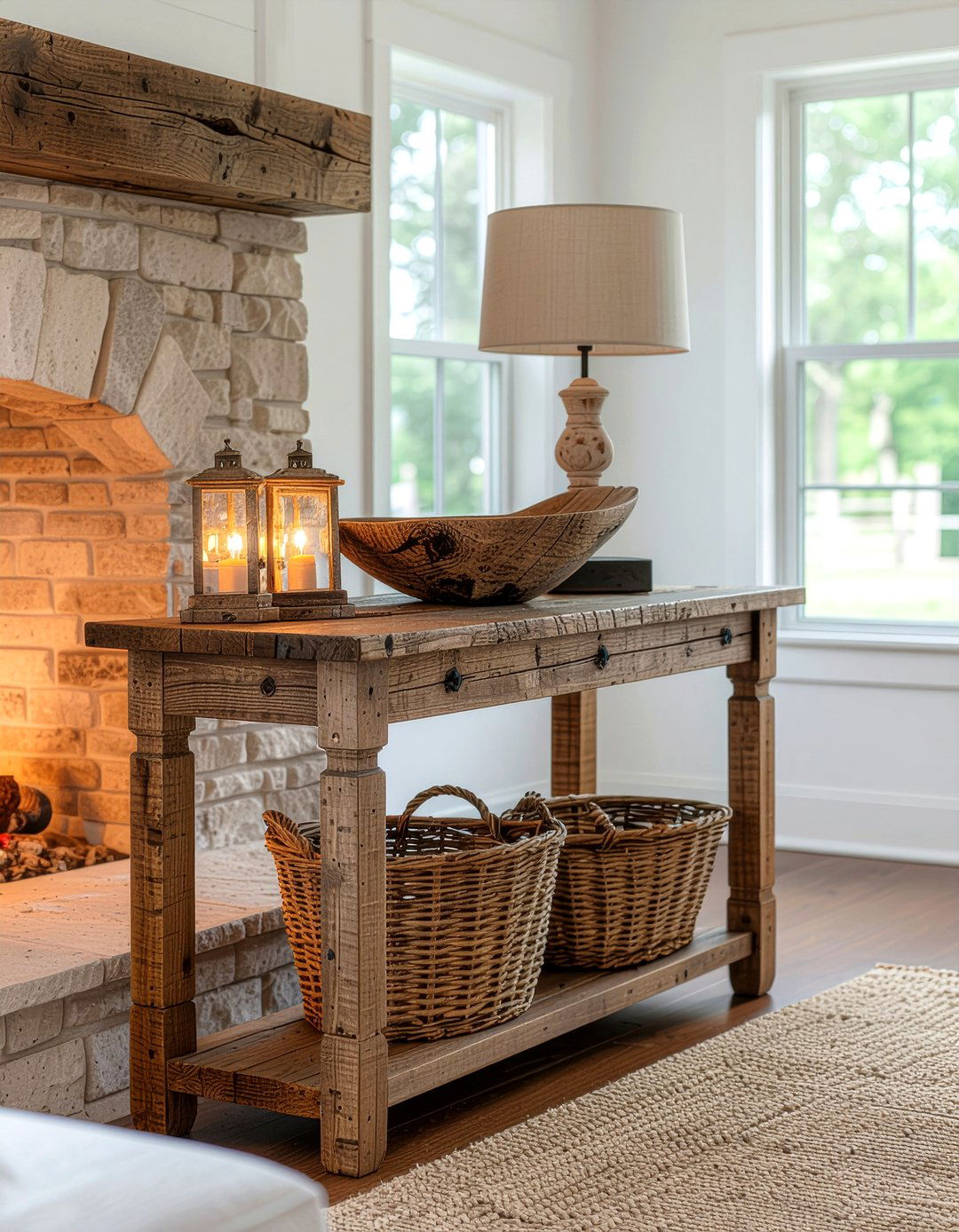 Rustic farmhouse console table - 30 living room console tables