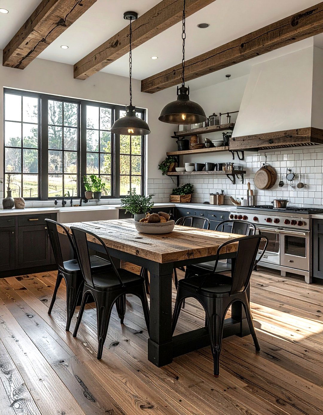 Rustic farmhouse kitchen table - 30 custom kitchen ideas