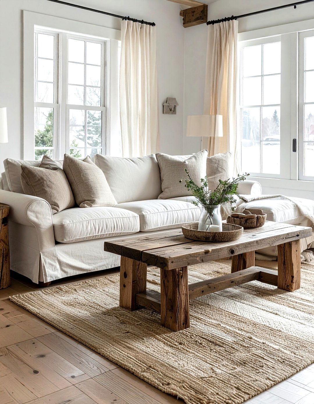 Rustic farmhouse sofa table - 30 living room sofa table ideas