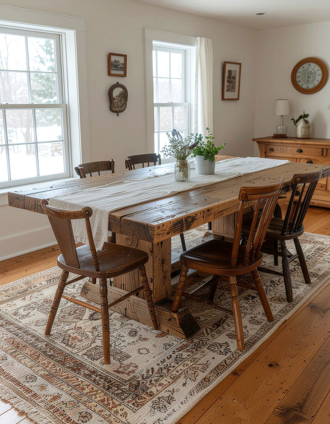 Rustic farmhouse table - 30 dining room improvement ideas