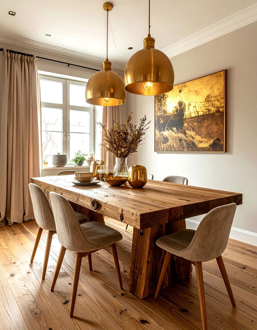 Rustic gold dining room - 30 gold dining room decor ideas
