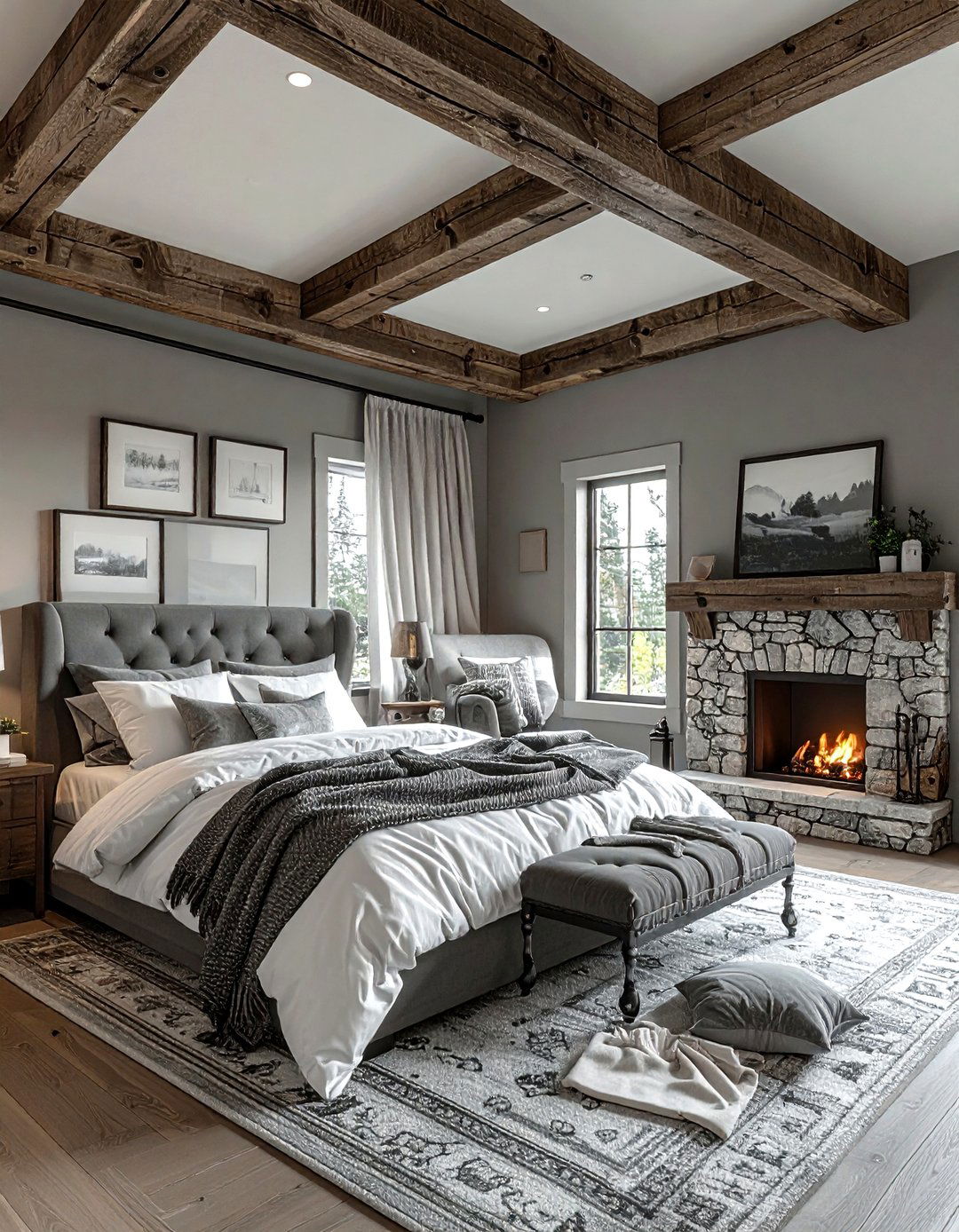 Rustic gray and white bedroom - 30 gray and white bedroom ideas