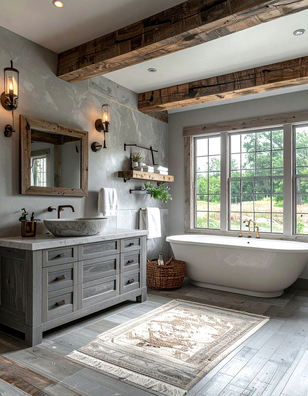 Rustic gray bathroom - 30 gray bathroom decor ideas
