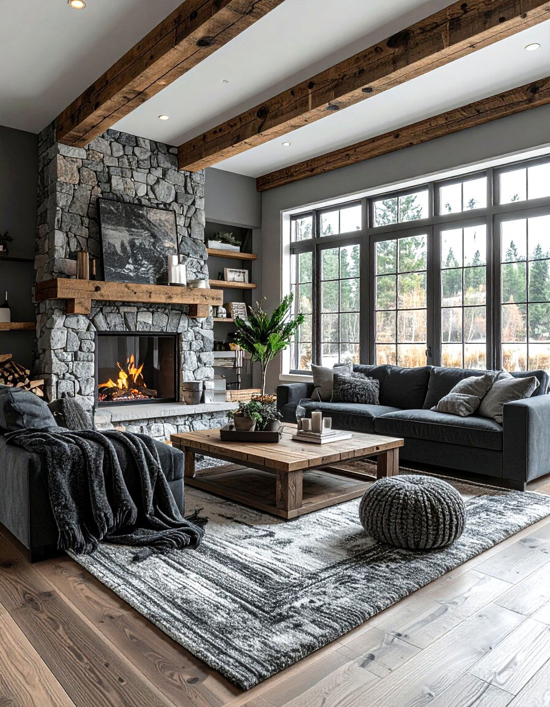 Rustic gray living room - 30 gray living room decor ideas