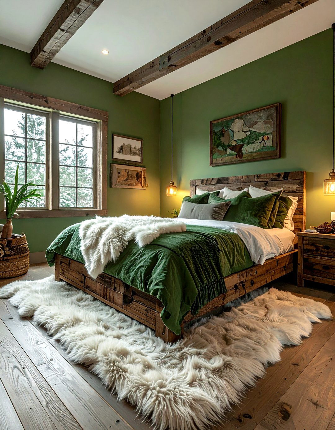 Rustic green bedroom - 30 cool green bedroom ideas