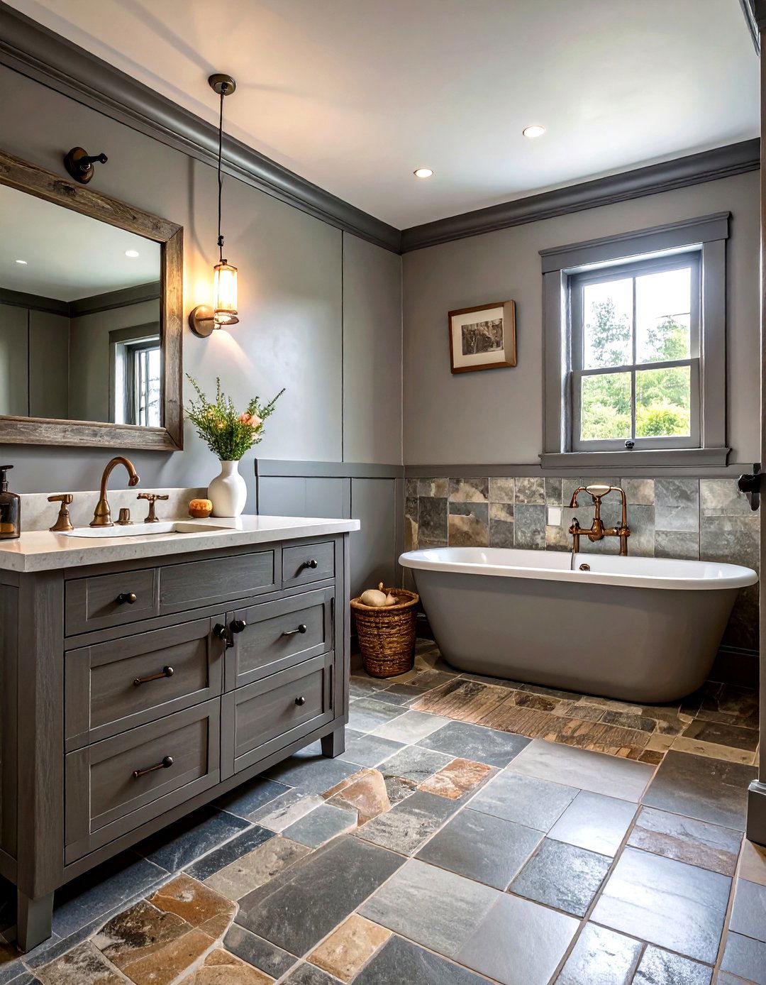 Rustic grey bathroom - 30 grey bathroom decor ideas