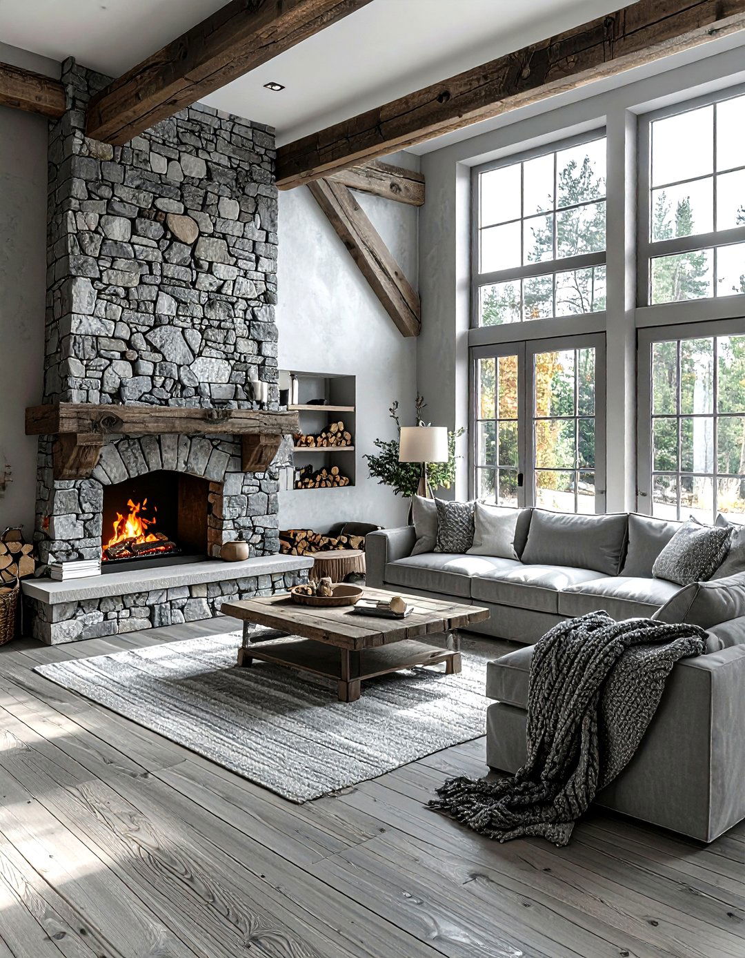 Rustic grey living room - 30 grey living room ideas